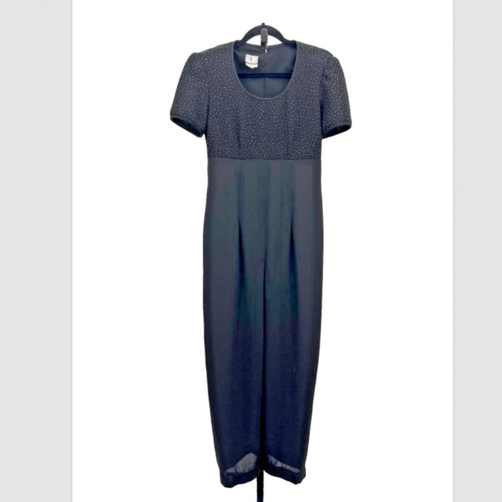 David Warren Black Rhinestone Formal Jumpsuit - Size 4